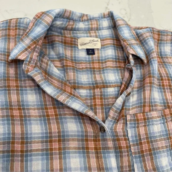 Universal Thread blue & orange lightweight button down shirt - Picture 7 of 15